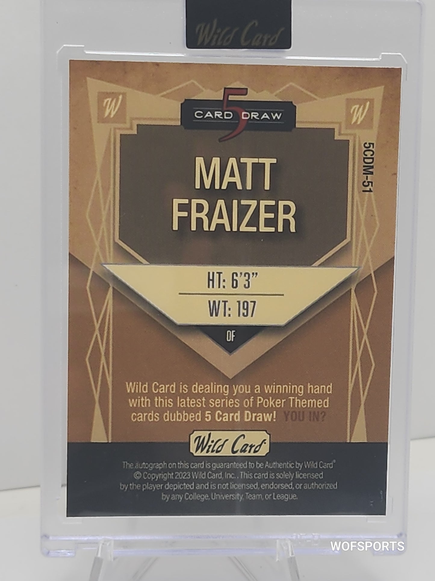 2023 Wild Card 5 Card Draw Auto 1/1 Matt Fraizer #5CDM-51 Pittsburgh Pirates