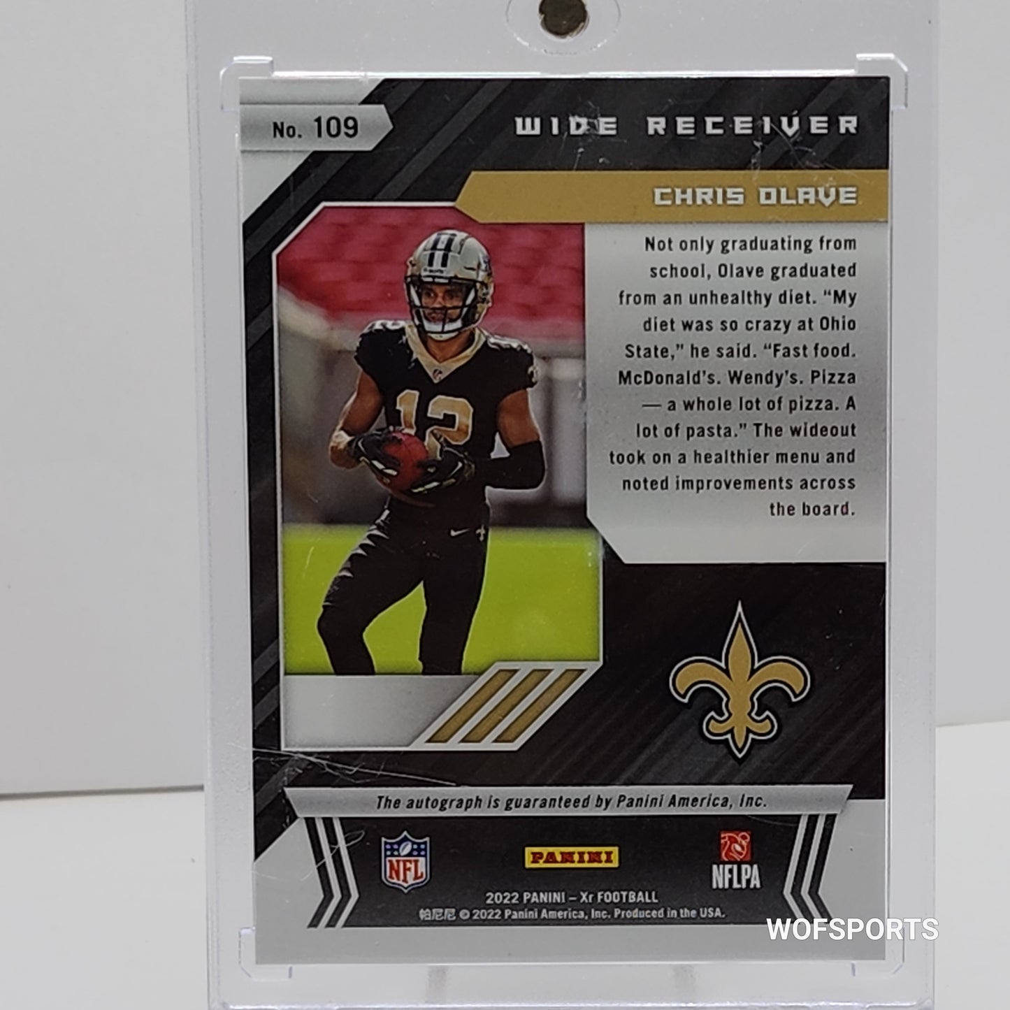 2022 Panini Xr Rookie Orange Auto 19/49 Chris Olave #109 Rookie Auto