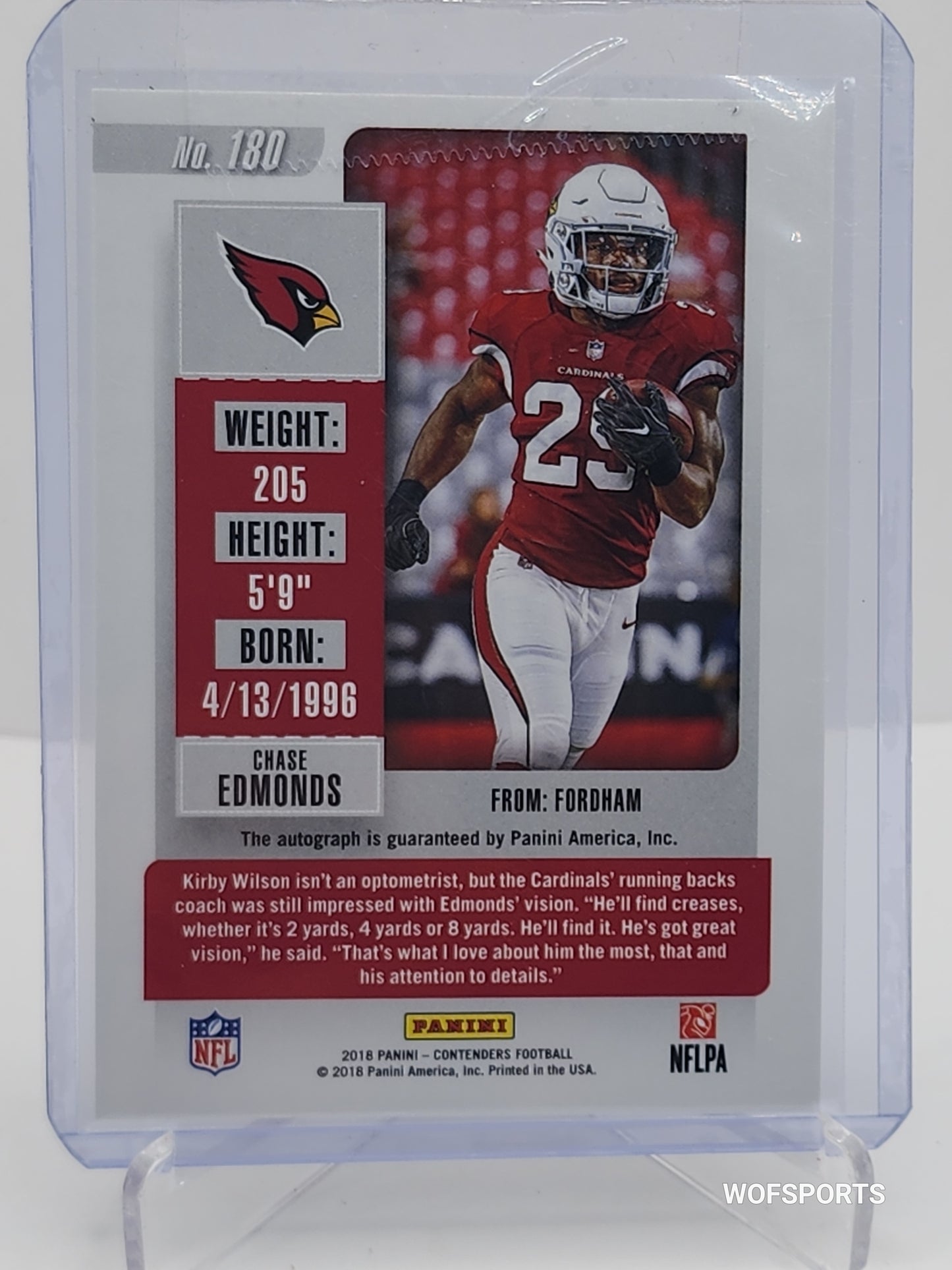 2018 Panini Contenders Rookie Ticket Auto Chase Edmonds #180 Arizona Cardinals