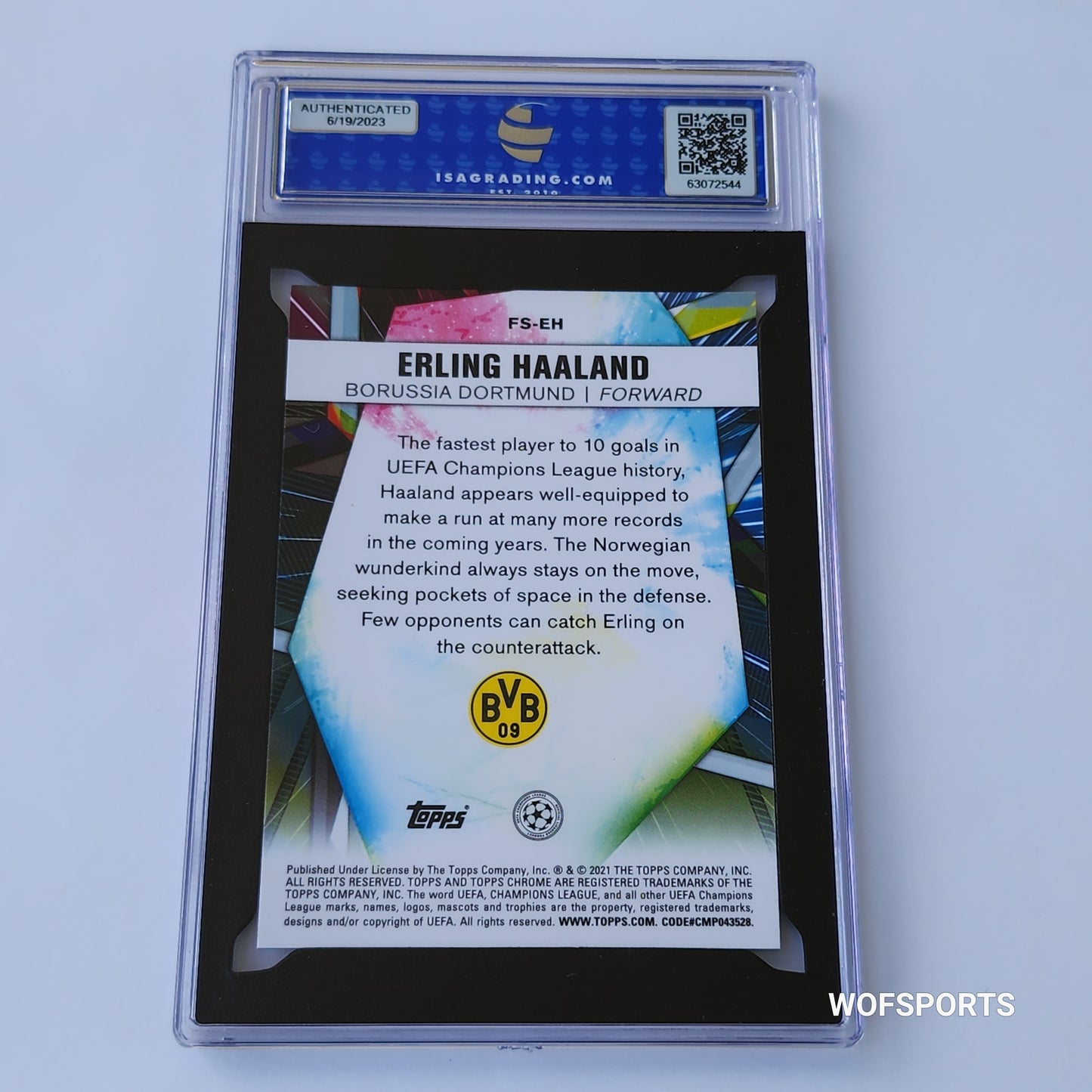 2020 Topps Chrome UEFA CL Future Stars Erling Haaland #FS-EH Borussia Dortmund ISA 10 Gem Mint