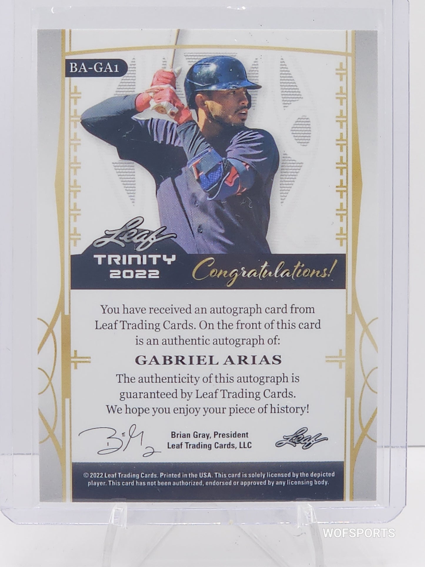 2022 Leaf Trinity Gold Foil Auto Relic 43/50 Gabriel Arias #BA-GA1 - Guardians