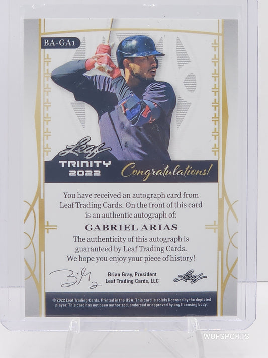 2022 Leaf Trinity Gold Foil Auto Relic 43/50 Gabriel Arias #BA-GA1 - Guardians