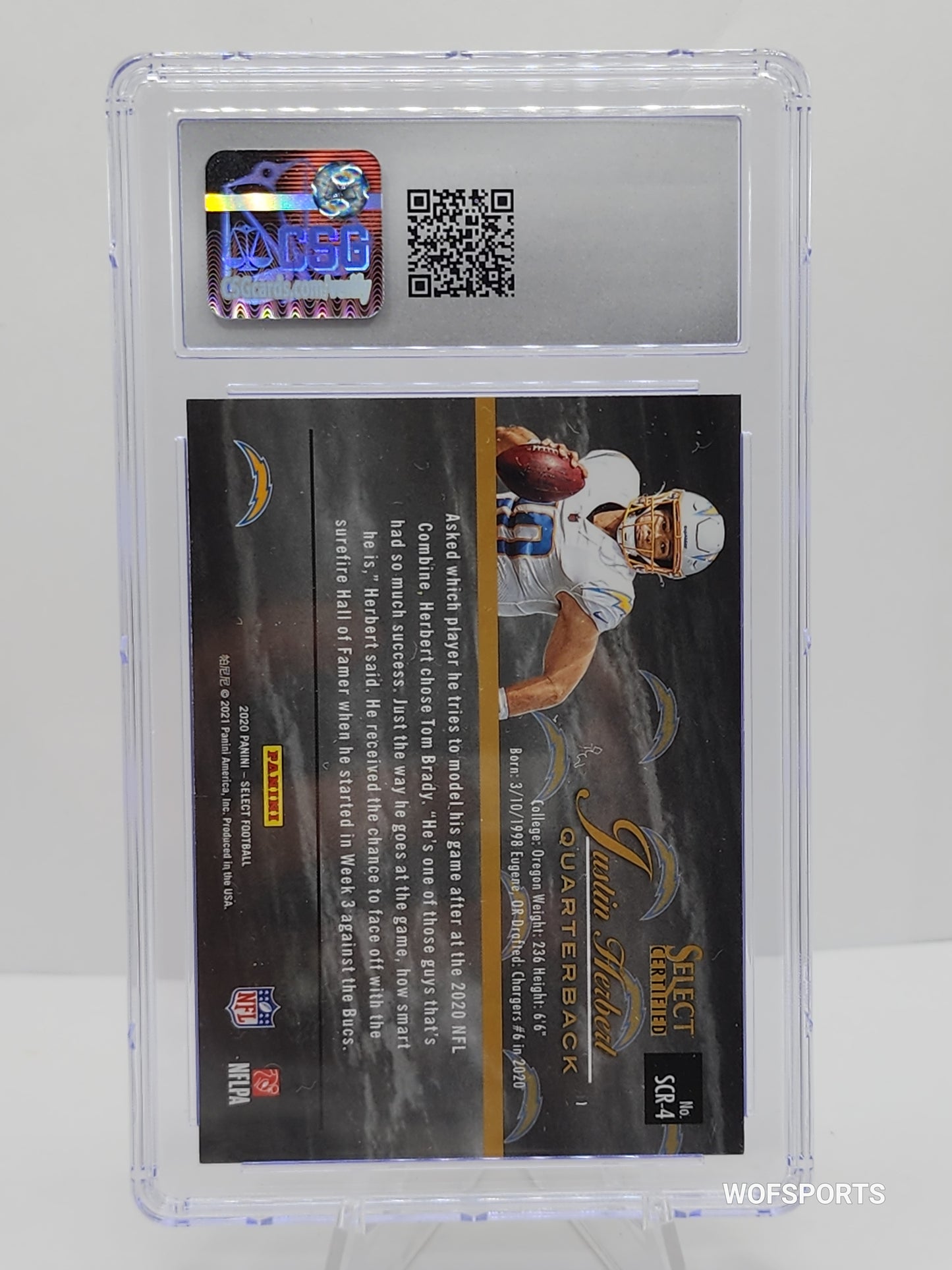 2020 Panini Select Certified Rookies Justin Herbert #SCR-4 CSG GEM Mint 10