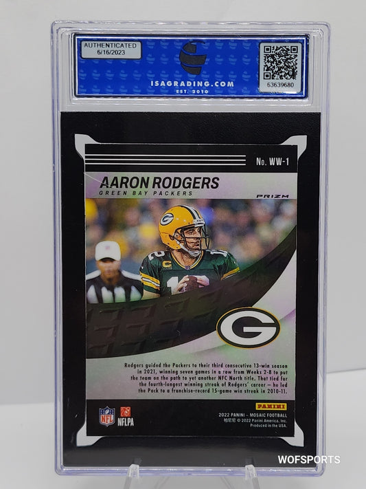 2022 Panini Mosaic Will To Win Green Mosaic Aaron Rodgers #WW-1 ISA 10 GEM Mint