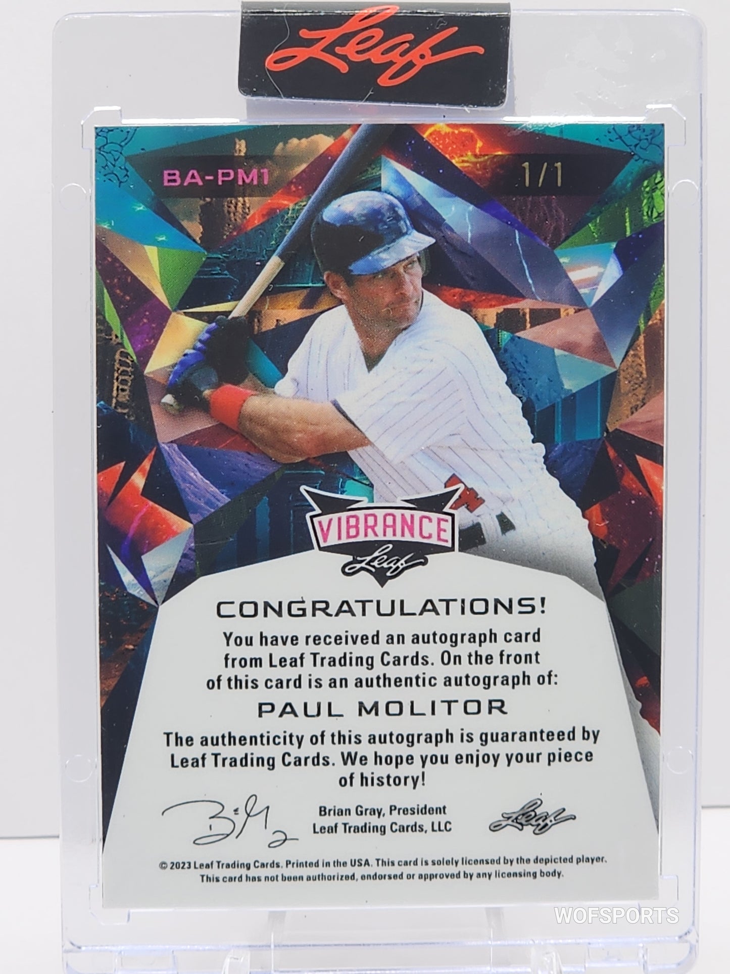 2023 Leaf Vibrance Auto 1/1 Paul Molitor #BA-PM1