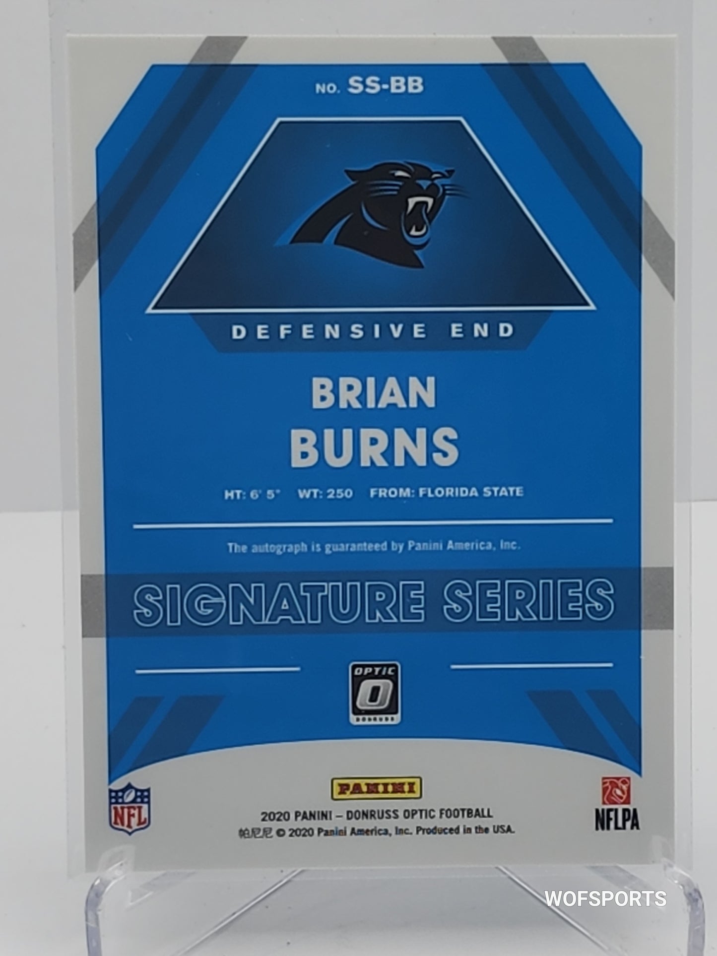 2020 Panini Donruss Optic Signature Series Brian Burns Auto #SS-BB