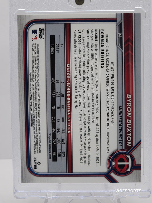 2022 Bowman Chrome Sapphire Purple 1/25 Byron Buxton #94