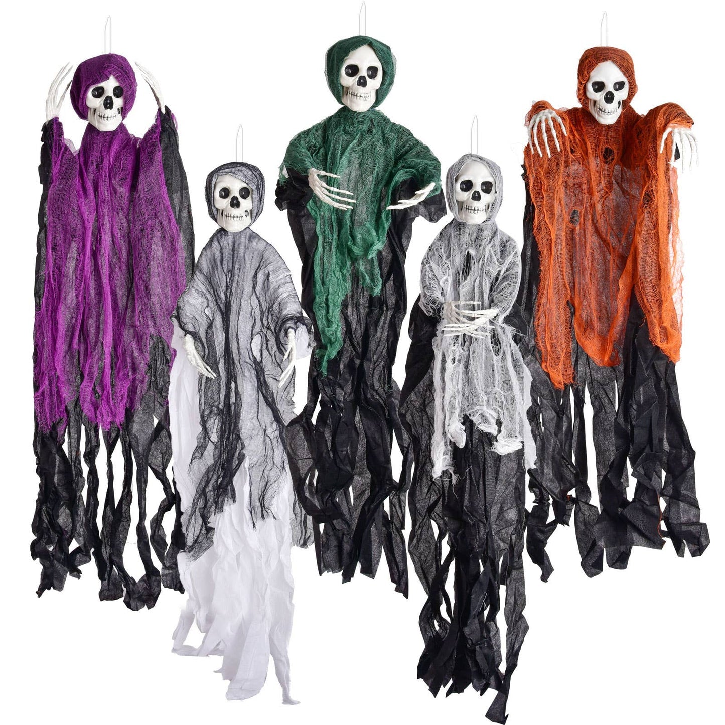Hanging Grim Reaper Halloween Outdoor Decoration, Set of 5