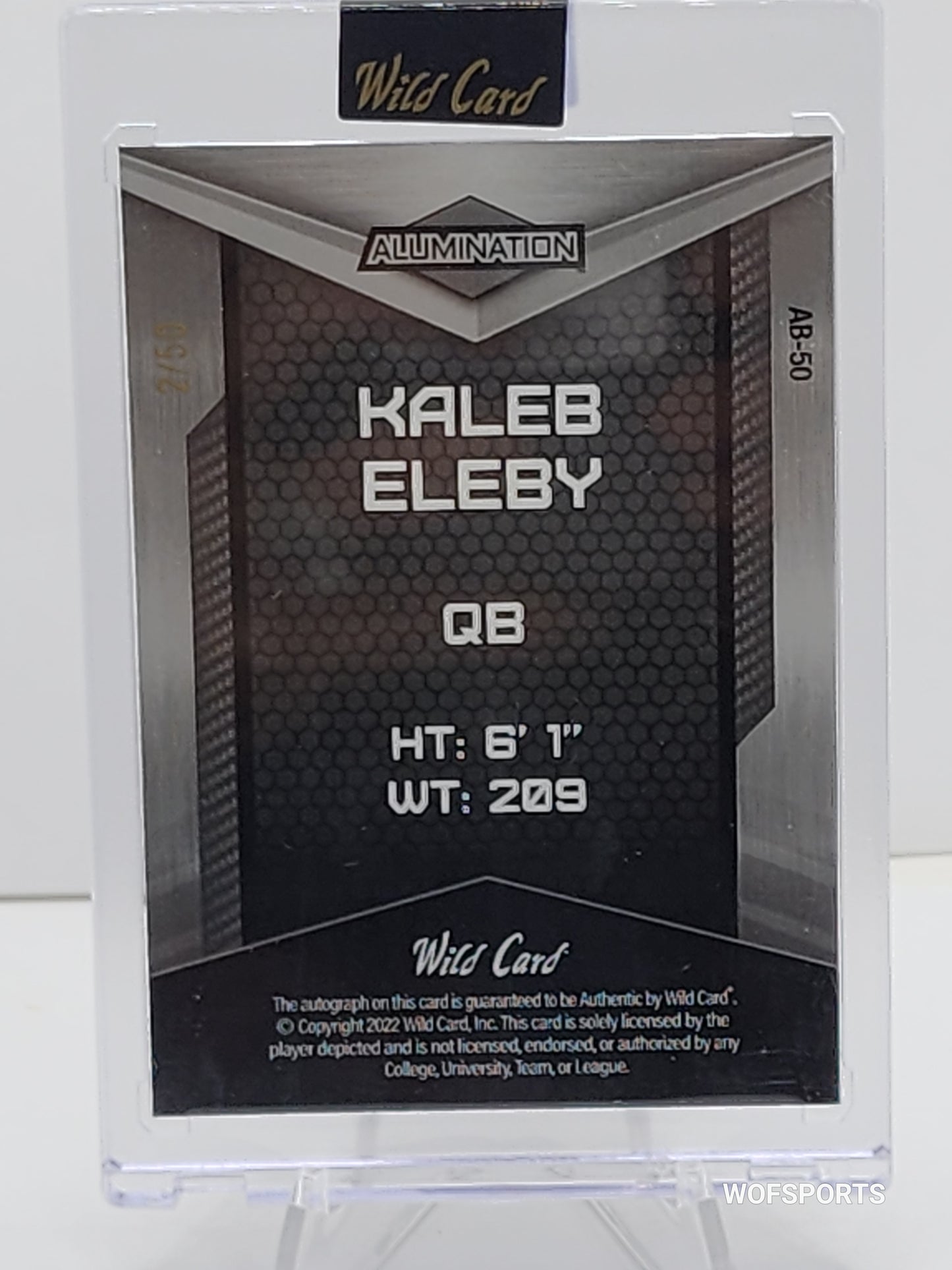 2022 WILD CARD ALUMINATION RAINBOW BOARD BLACK AUTOGRAPH KALEB ELEBY #2/50