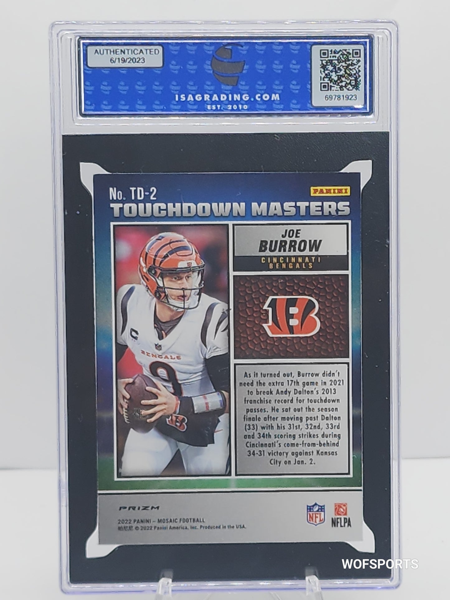 2022 PANINI Mosaic Touchdown Master Mosaic JOE BURROW #TD-2 Bengals ISA 9 Mint
