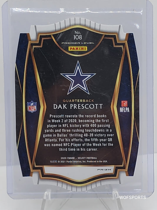 2020 Dak Prescott Select Premier Red Prizm Die Cut Silver #108 Cowboys