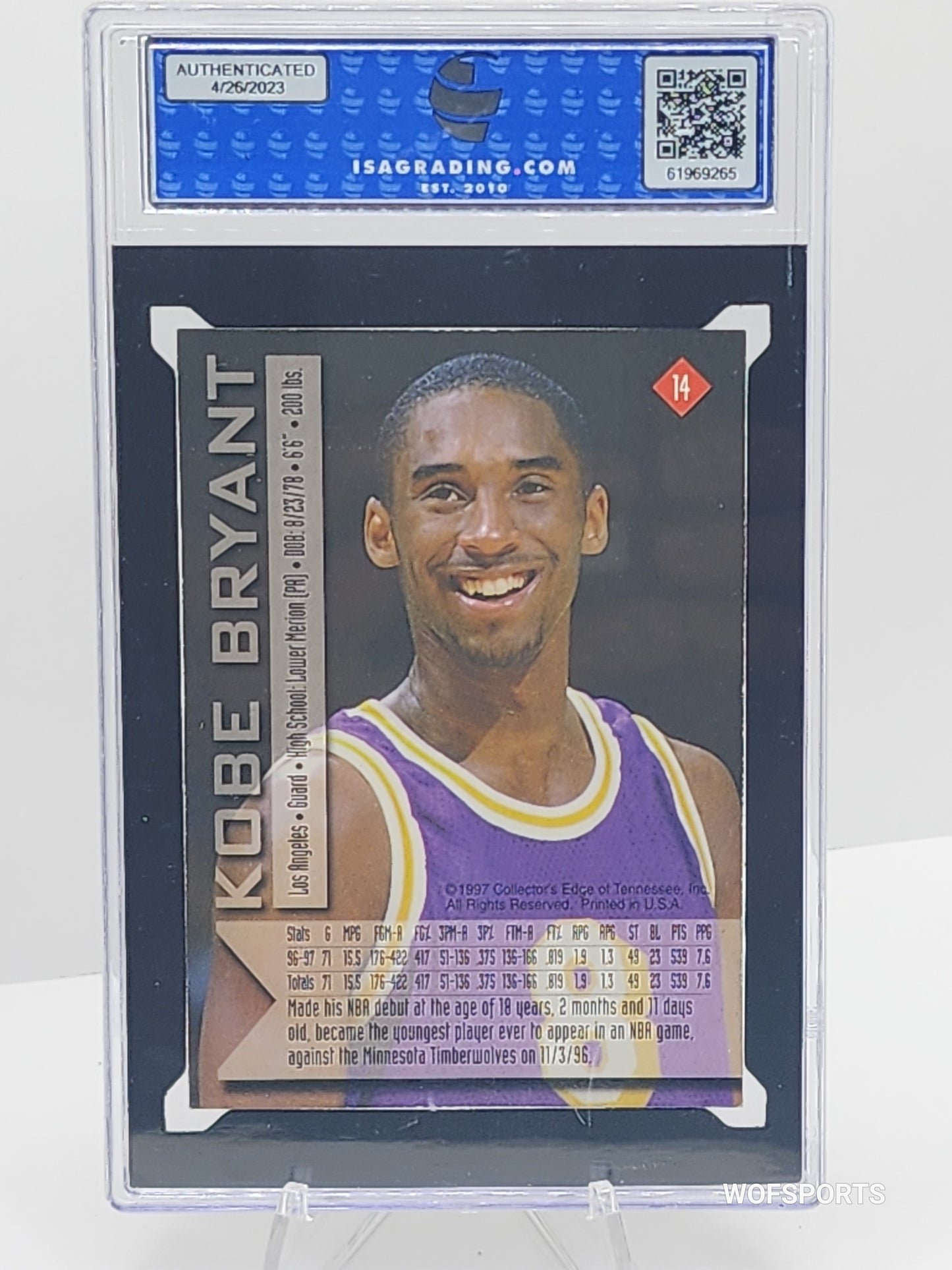 1997 Collector's Edge Impulse Gold Kobe Bryant #14 ISA 8.5 - LOW POP