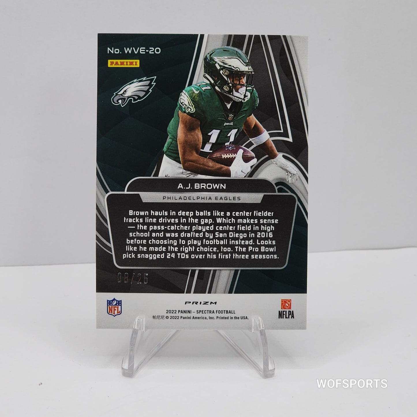 A.J Brown #WVE-20 - 2022 Panini Prizm Spectra Wavelength Meta Prizm 8/25 Eagles