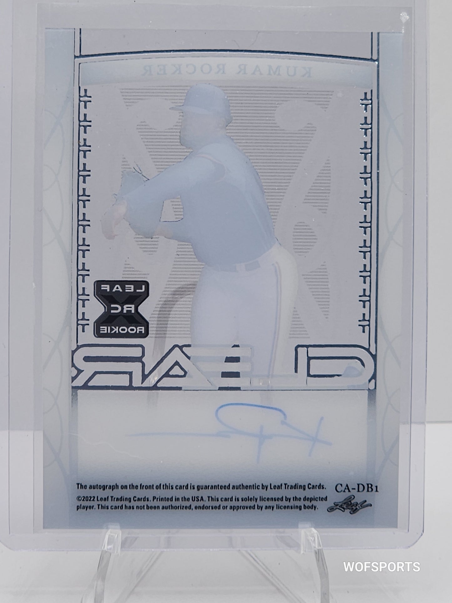2022 Leaf Trinity Clear Auto 72/99 Kumar Rocker #CA-DB1 - Rangers