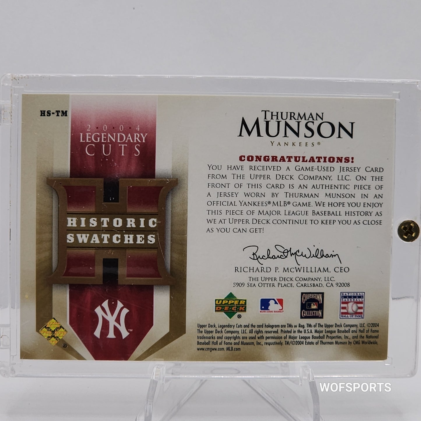 2004 Upper Deck Legendary Cuts Game Used Jersey Thurman Munson #HSTM New York Yankees