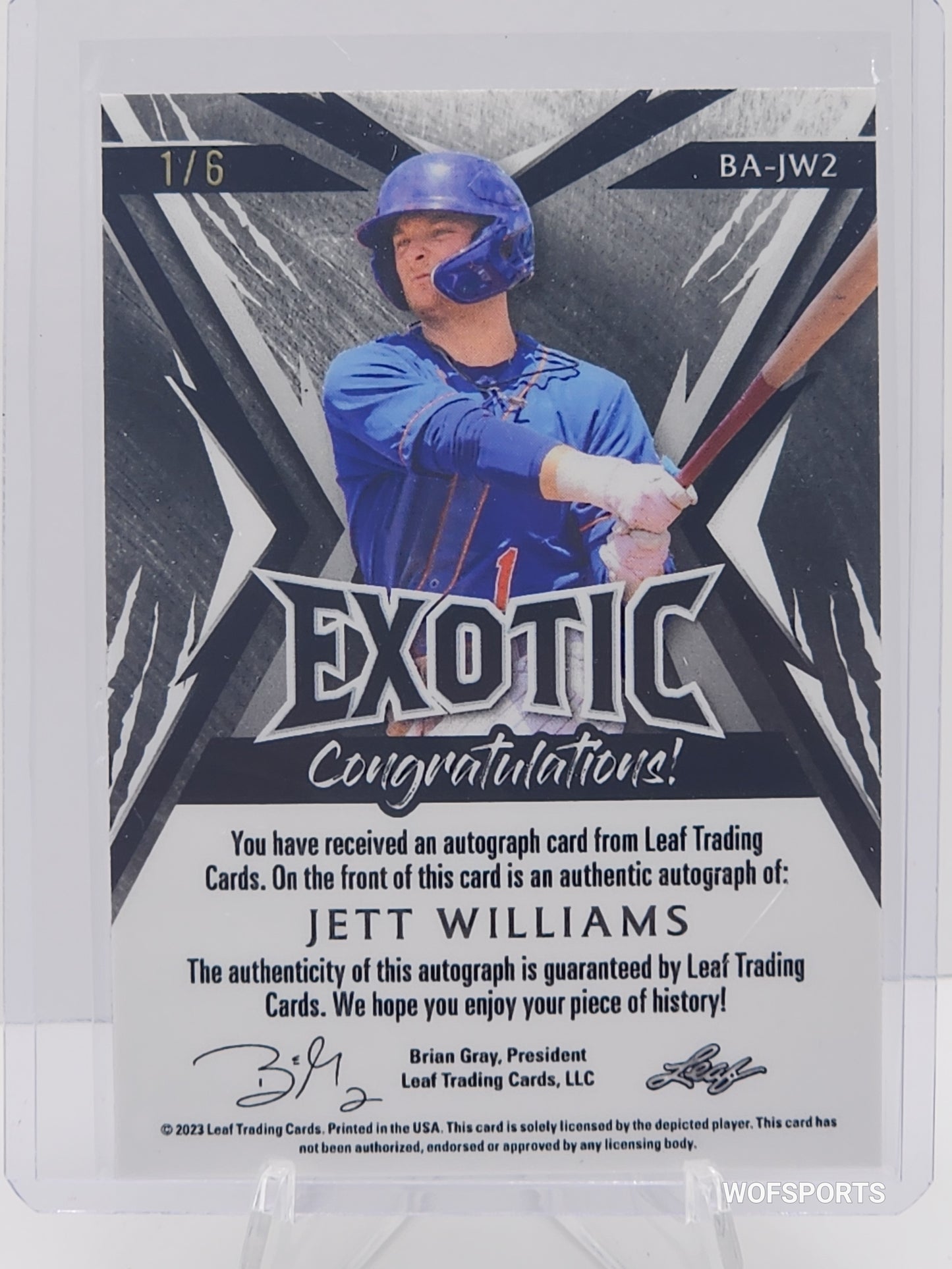 2022 Leaf Exotic Auto 1/6 Jett Williams #BA-JW2 - METS