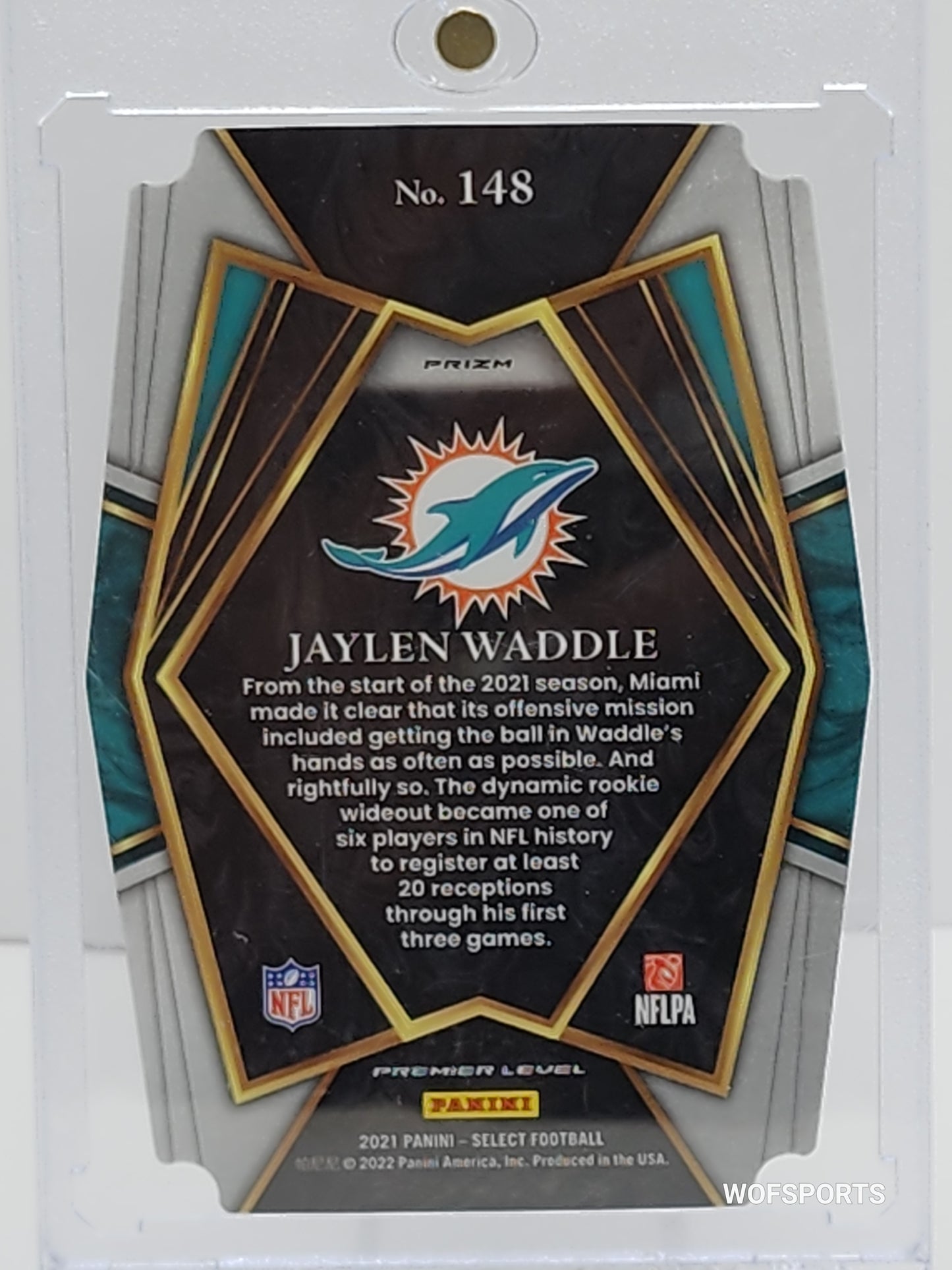2020 Panini Select Jaylen Waddle Rookie Black/Yellow Die-Cut #148 Miami Dolphins