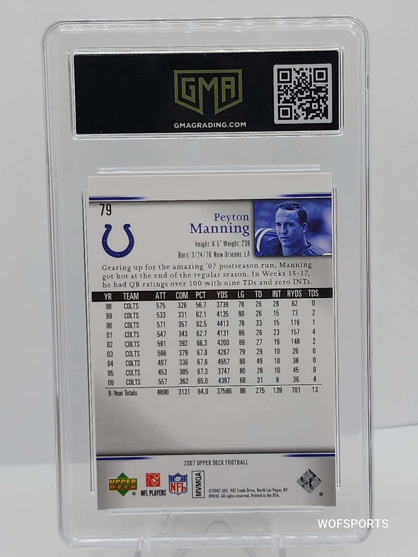 2007 Upper Deck Peyton Manning Indianapolis Colts #79 GMA 9 Mint