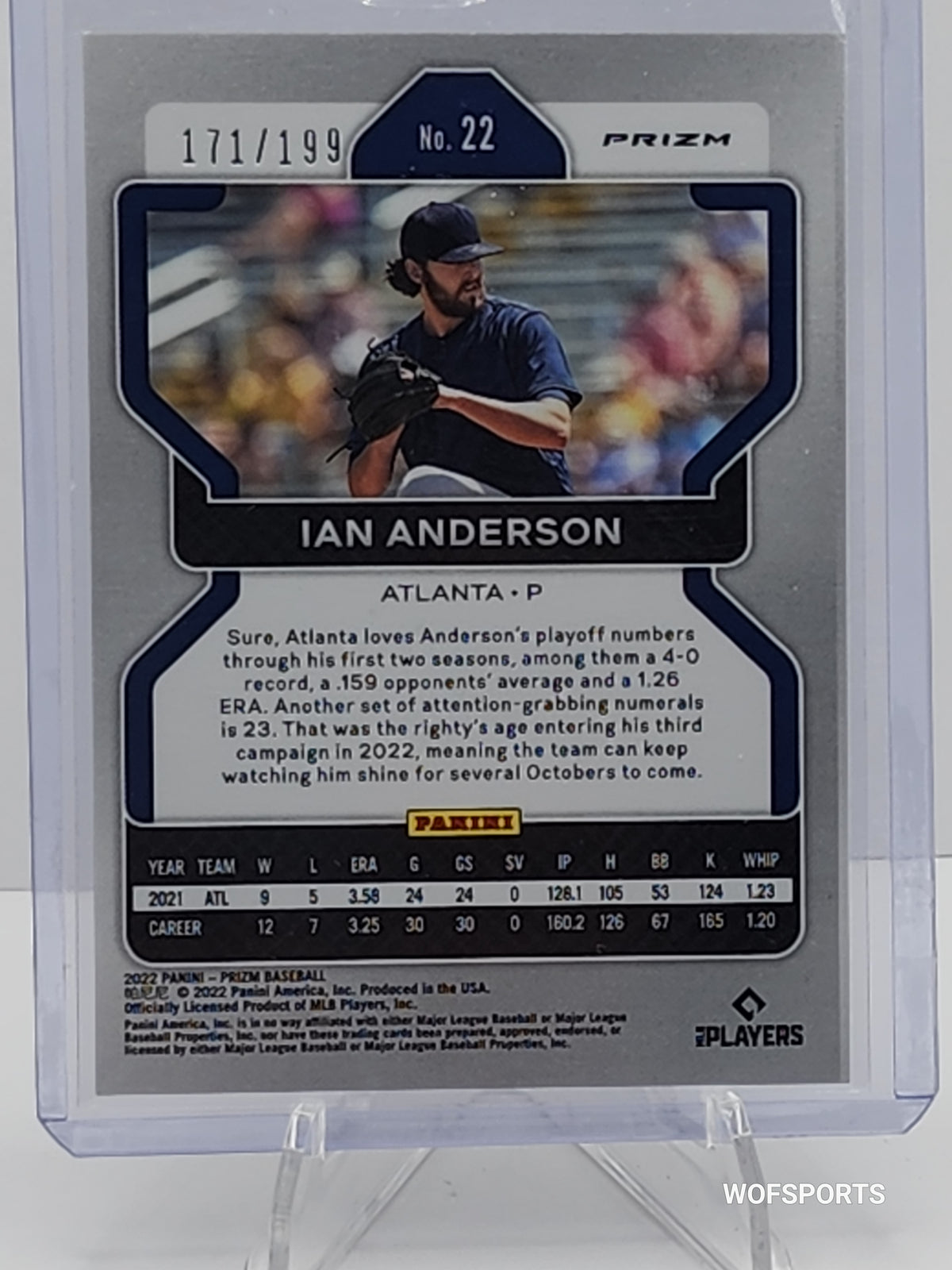 2022 Panini Prizm Blue Disco 171/199 Ian Anderson #22 Atlanta Braves