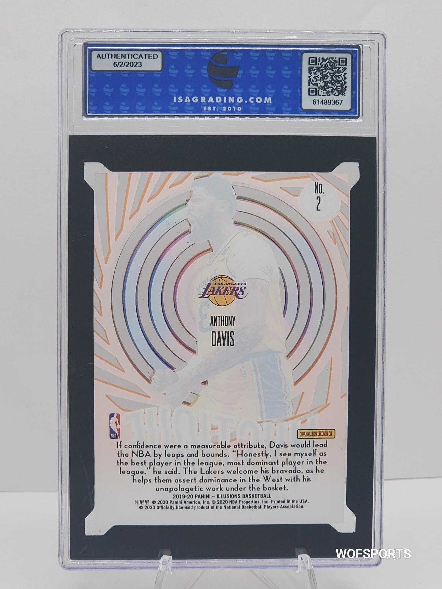 2019 Panini Illusions Mystique Orange Anthony Davis #2 ISA 9 Mint Los Angeles Lakers