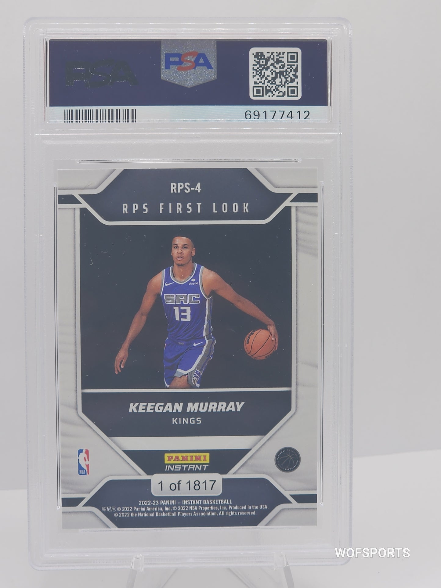 2022-23 Panini Instant Keegan Murray RPS FIRST LOOK 1/1817 SP Kings #RPS-4 RC PSA 9 Mint