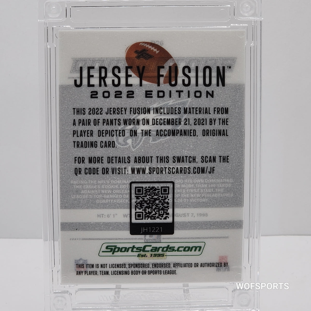2022 Jersey Fusion Jalen Hurts Game Used Material Philadelphia Eagles