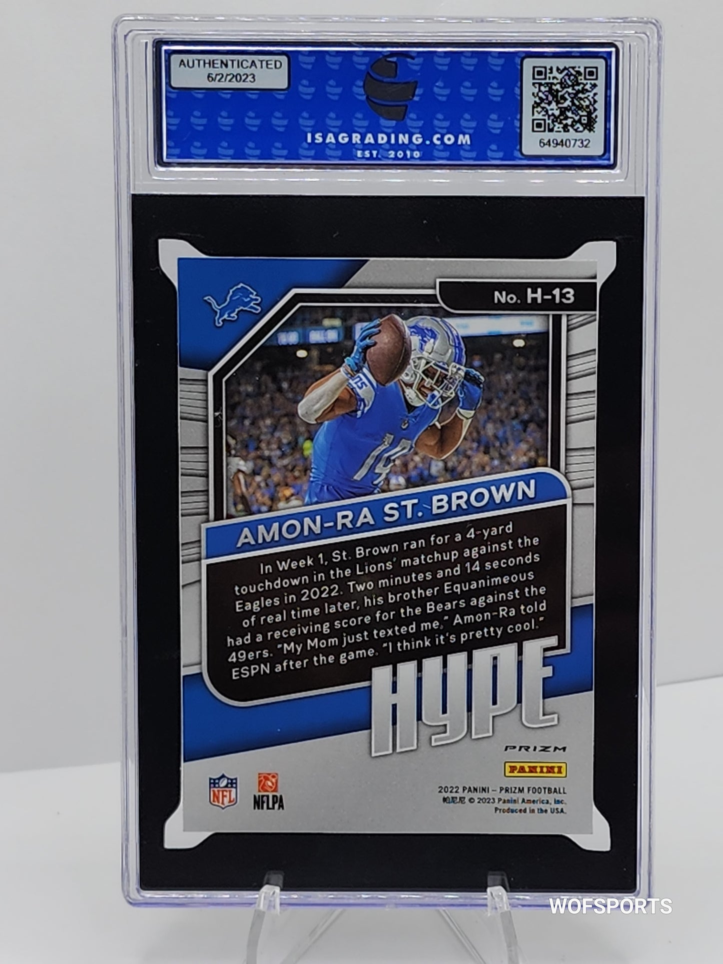 Amon-Ra St. Brown 2022 Panini Prizm Hype Silver Prizm Rated Rookie RC #H-13 Lions ISA 10 GEM Mint