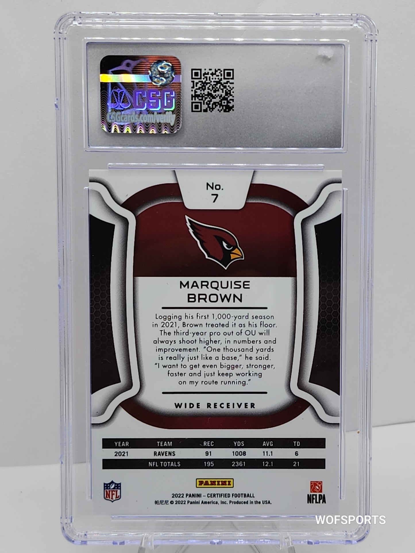 2022 Panini Certified Mirror Red Marquise Brown #7 CSG 10 Arizona Cardinals