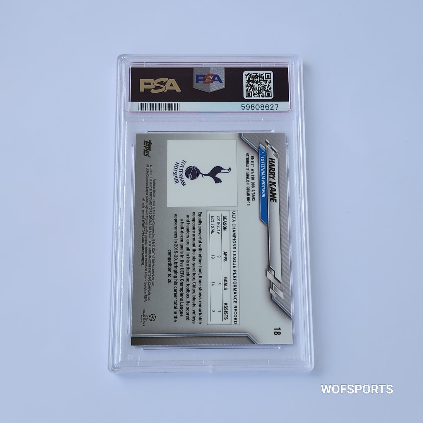 2019-20 Topps Chrome UCL Harry Kane #18 PSA 9 Mint