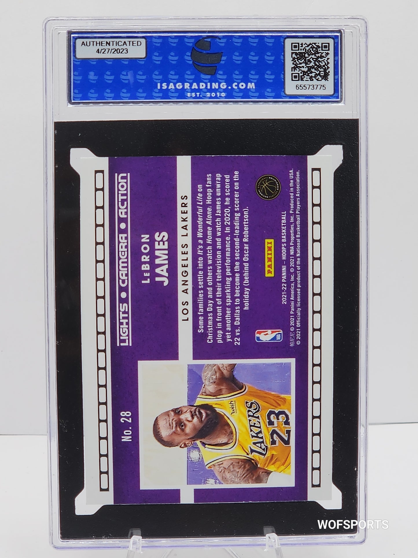 2021 Panini Hoops LeBron James Light Camara Action #28 LA Lakers ISA 9 Mint