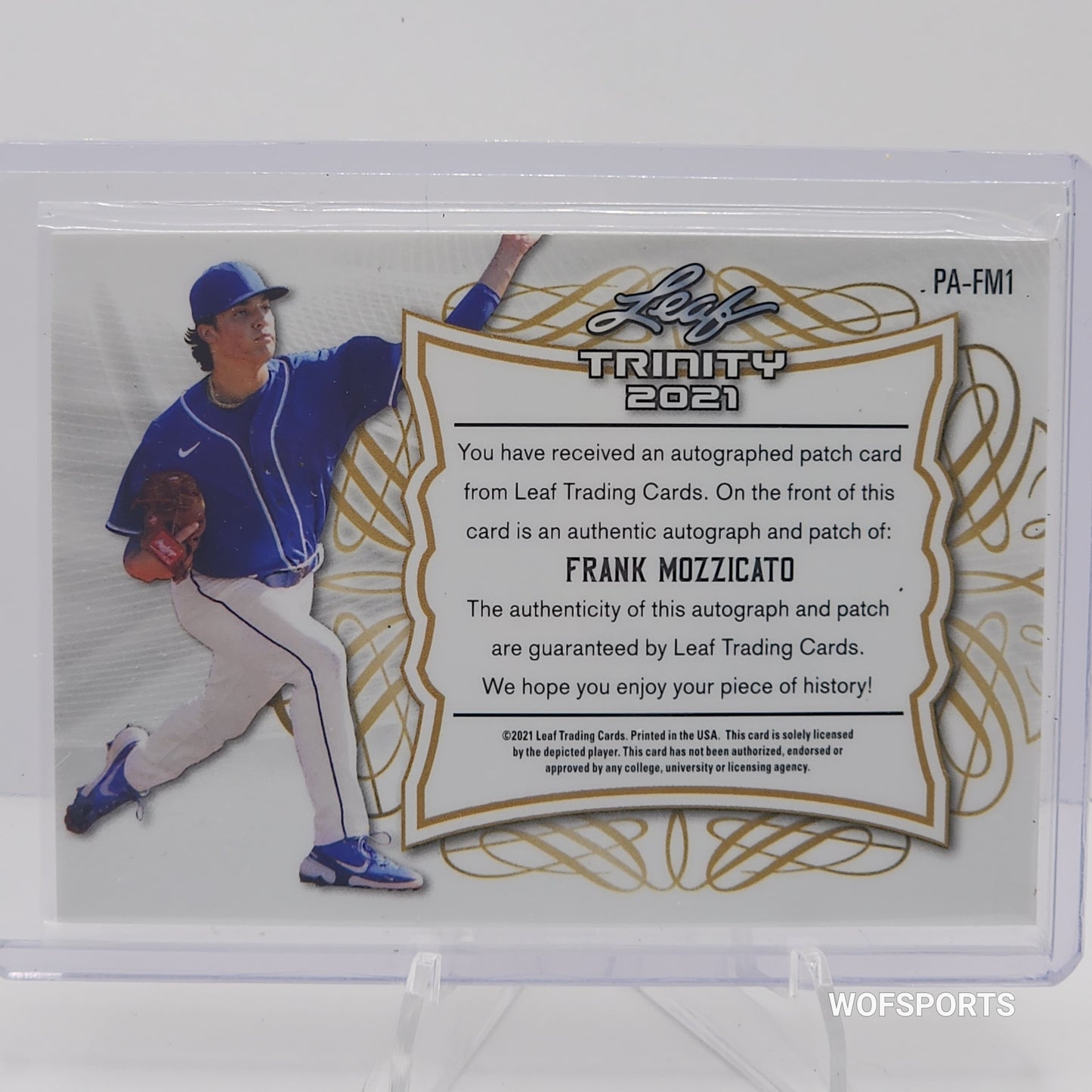 2021 Leaf Trinity Game Used Patch Autographed #/50 Frank Mozzicato #PA-FM1 Kansas City Royals