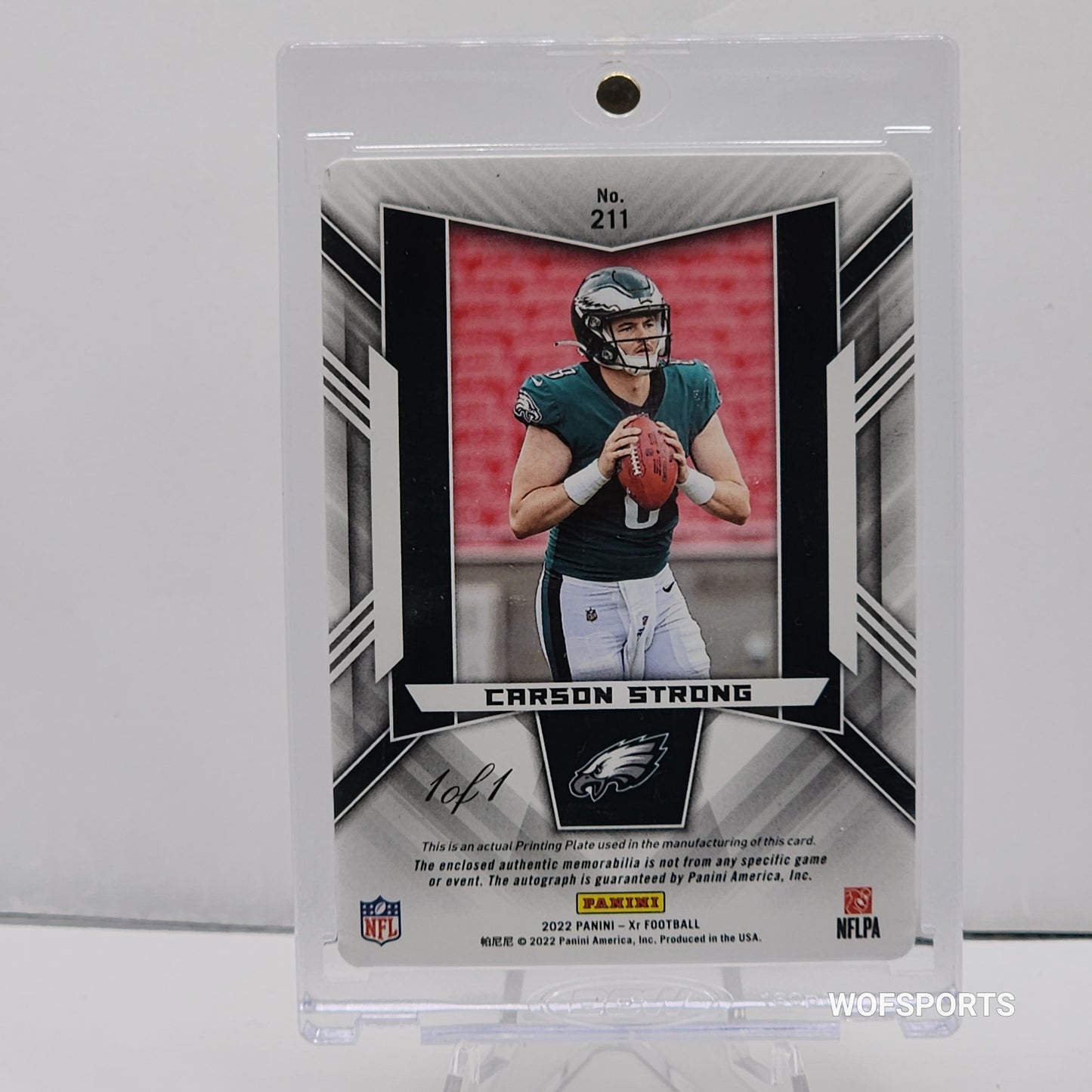 2020 Panini Xr 1 of 1 Carson Strong #211 Patch Auto Plates