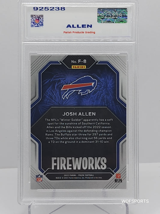 2022 Panini Prizm Firework #F-8 Josh Allen Parish 9 Mint