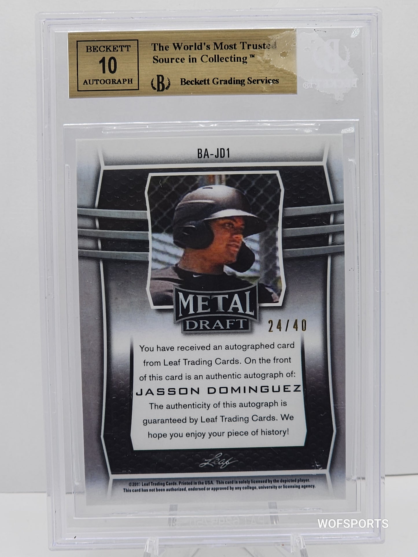 2019 Leaf Metal Draft Auto Mojo Silver /40 Jasson Dominguez #BA-JD1 Yankees BSG 9.5 GEM MINT