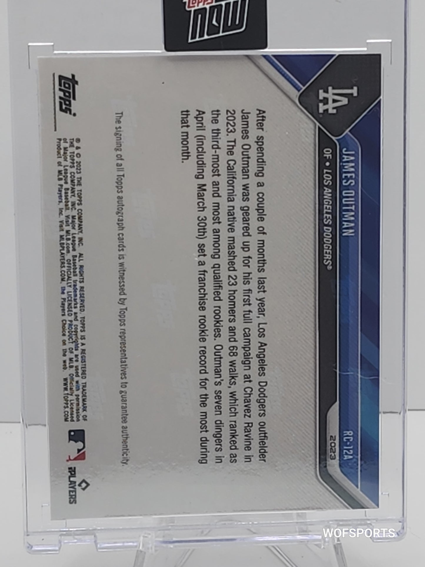 2023 Topps Now Rookie Auto 35/99 James Outman #RC-12A Los Angeles Dodgers