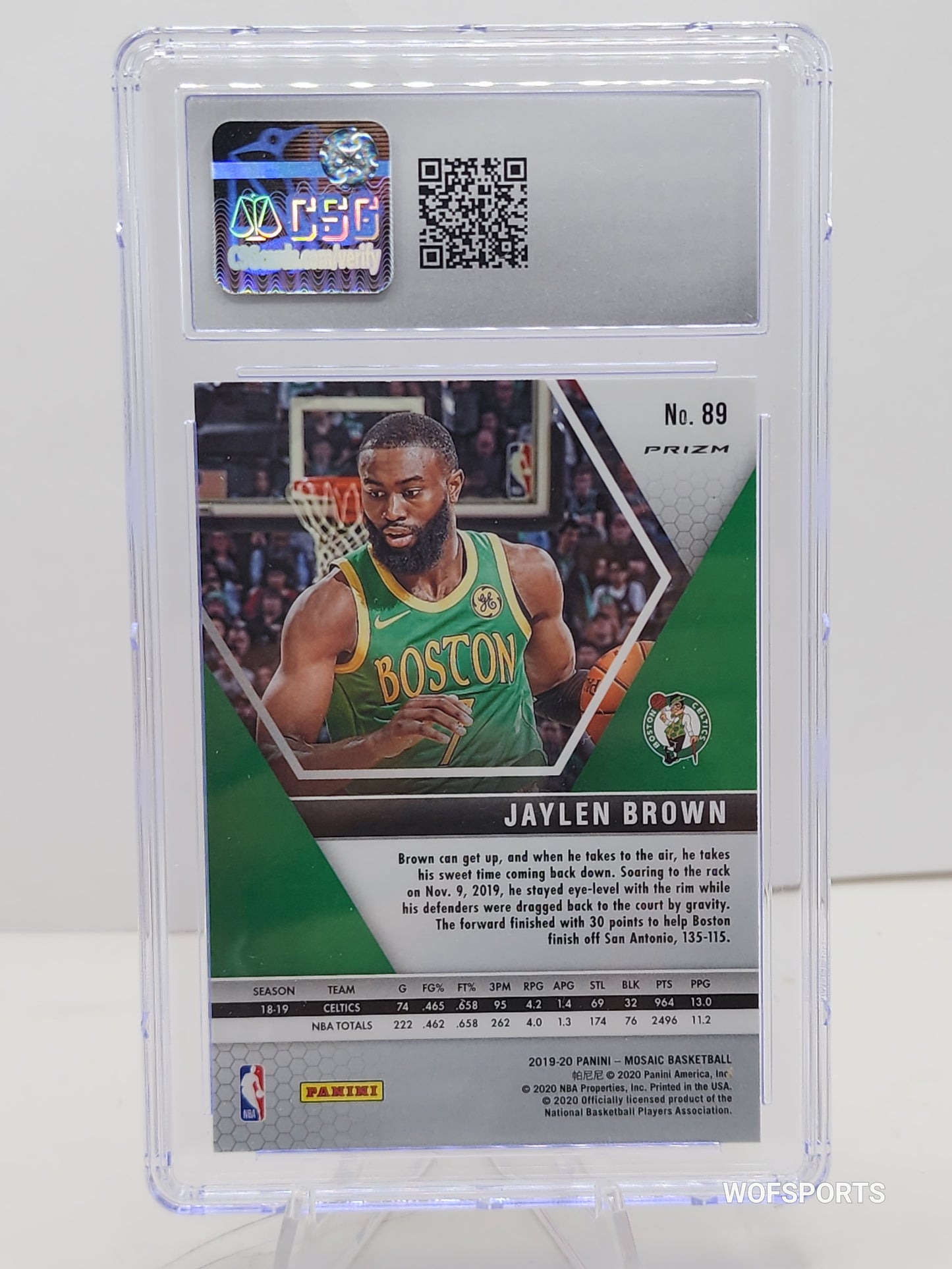 2019-20 Mosaic Jaylen Brown Pink Camo Prizm Refractor SP #89 Boston Celtics CSG 10 Gem Mint