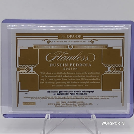 2022 Flawless Dustin Pedroia Game Used Auto 9/20 #QPA-DP Boston Red Sox