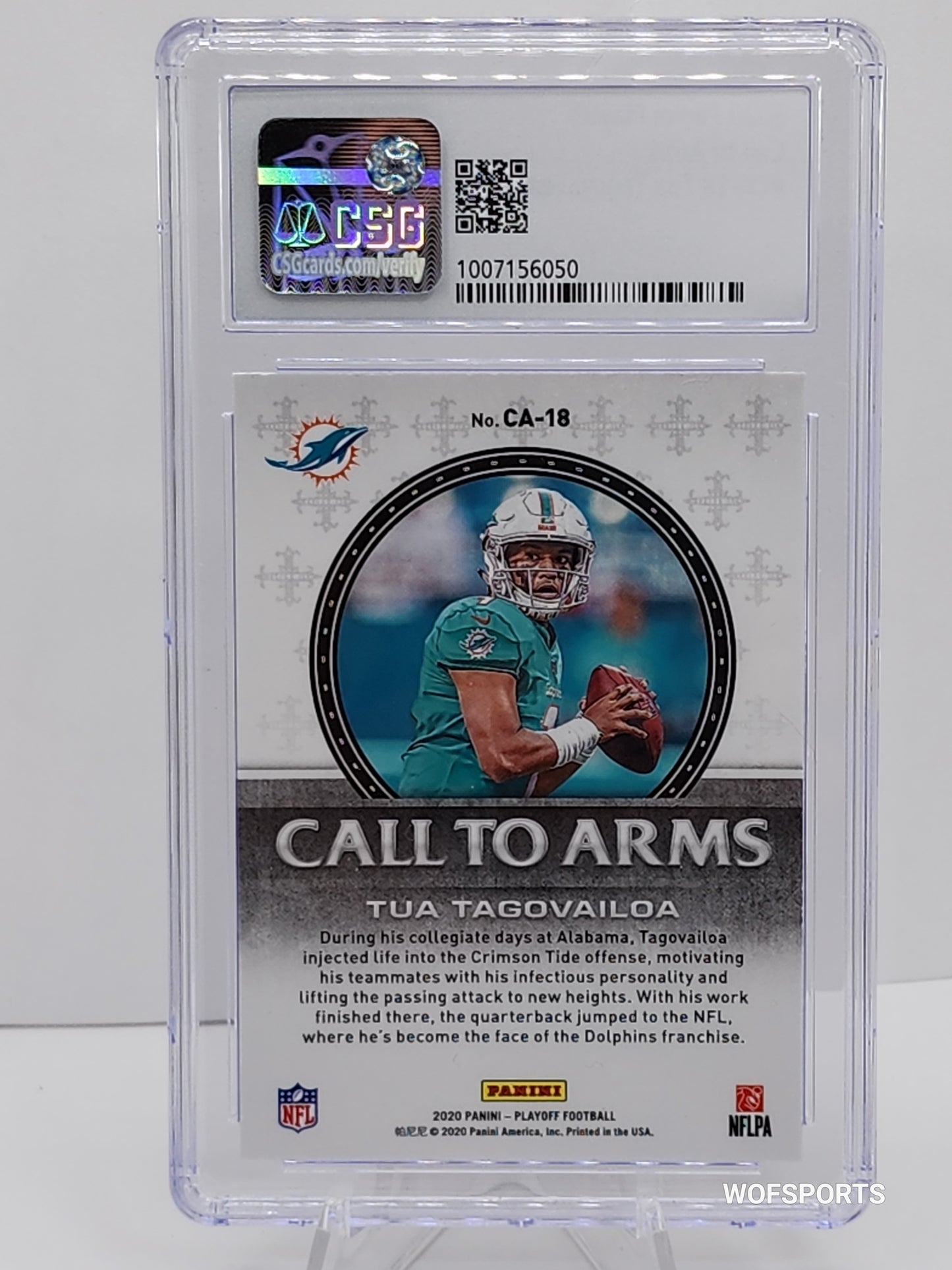 2020 Panini Playoff Call to Arms Tua Tagovailoa #CA-18 Miami Dolphins CSG 9 Mint
