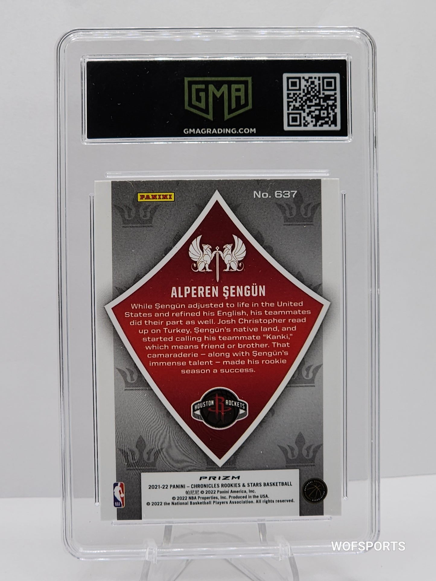 Alperen Sengun RC 2021-22 Chronicles Rookies & Stars Crusade #637 Rockets GMA 10 GEM Mint