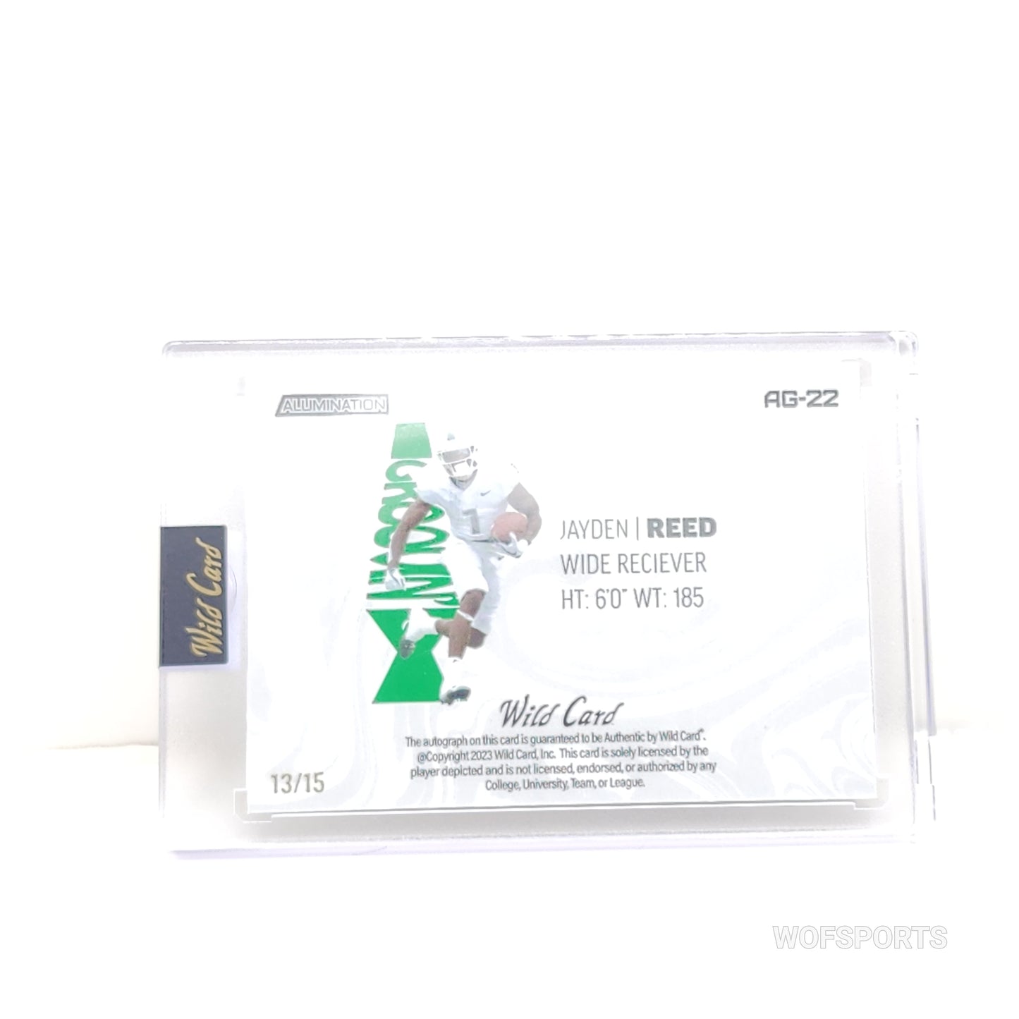 2023 Wild Card Alumination Auto 13/15 Jayden Reed #AG-22 Green Bay Packers