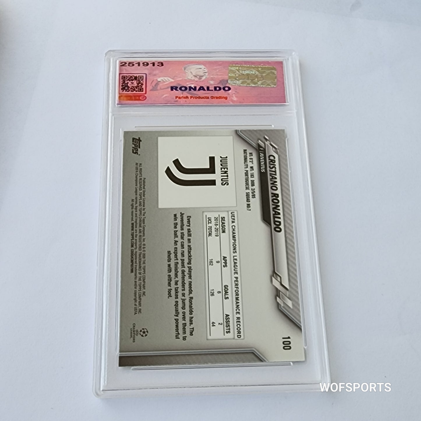 2019-20 Topps Chrome UEFA Cristiano Ronaldo #100 Parish 10 Gem Mint