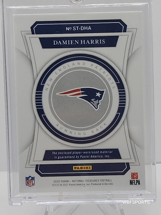 2020 Panini National Treasure Dual Relic #/99 Damien Harris #SR-DHA New England Patriots