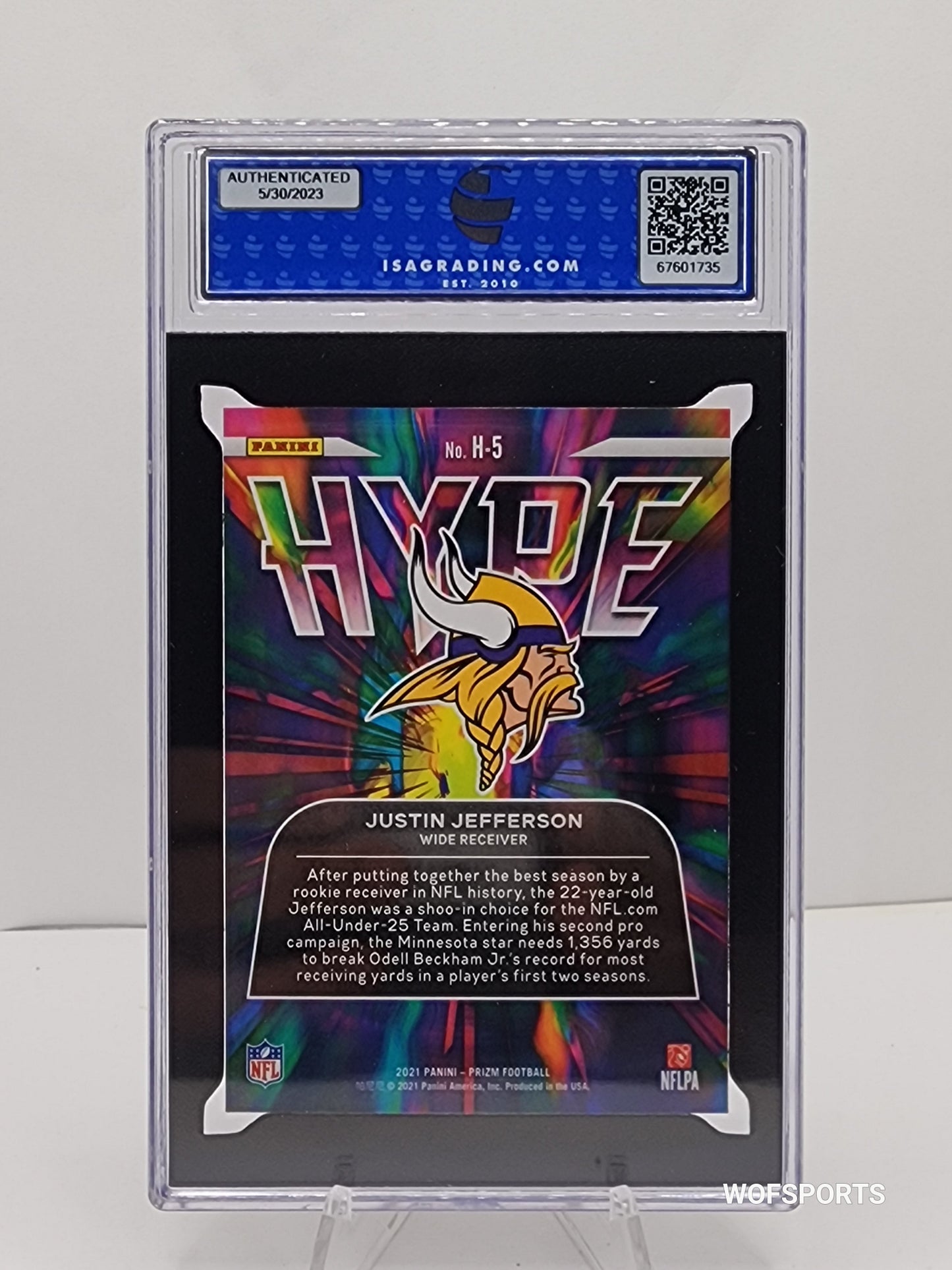 2021 Panini Prizm Hype #H5 JUSTIN JEFFERSON Minnesota Vikings ISA 9 Mint