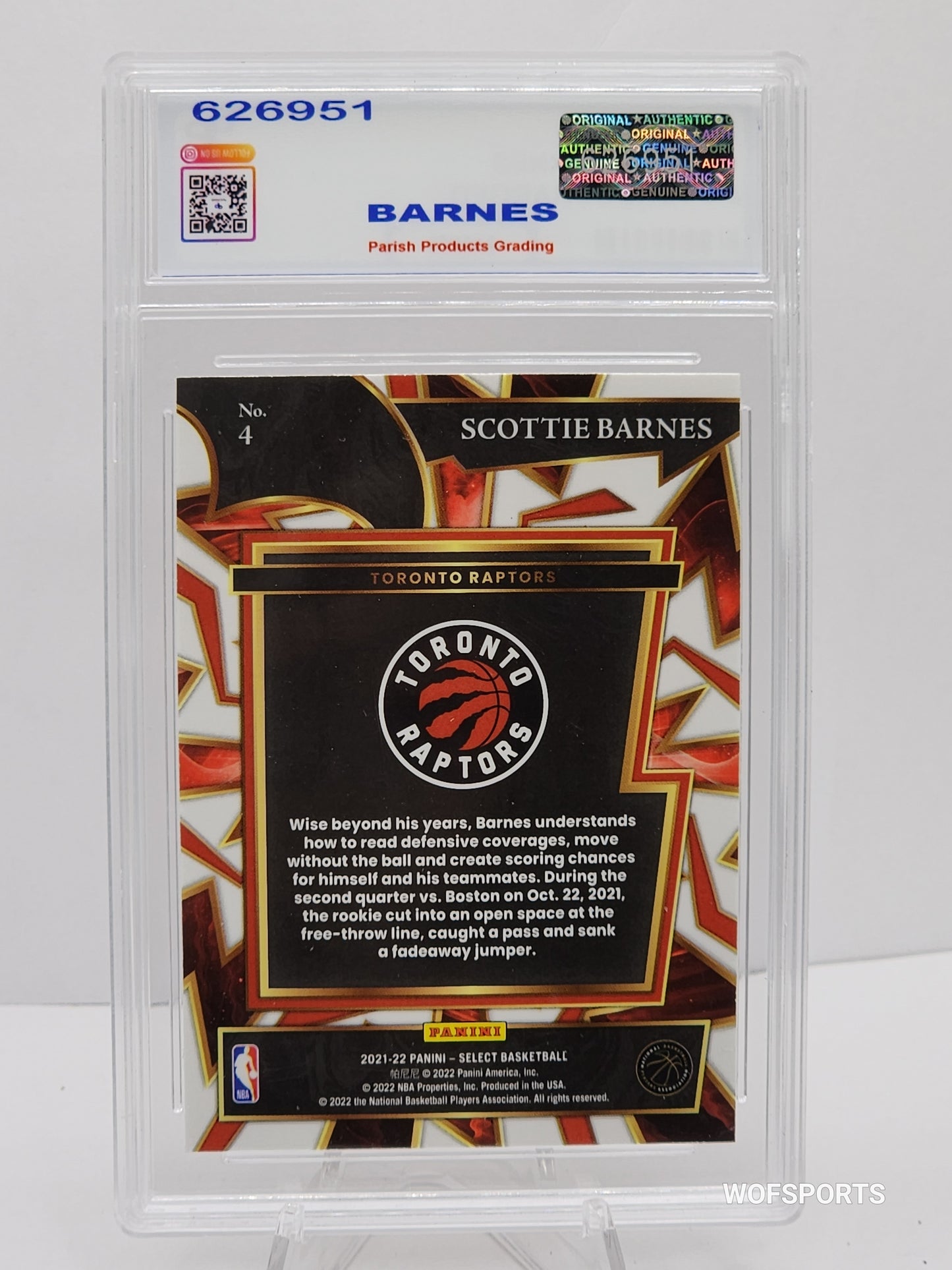2021-22 Panini Select Turbocharge Scottie Barnes #4 Toronto Raptors Parish 9 Mint