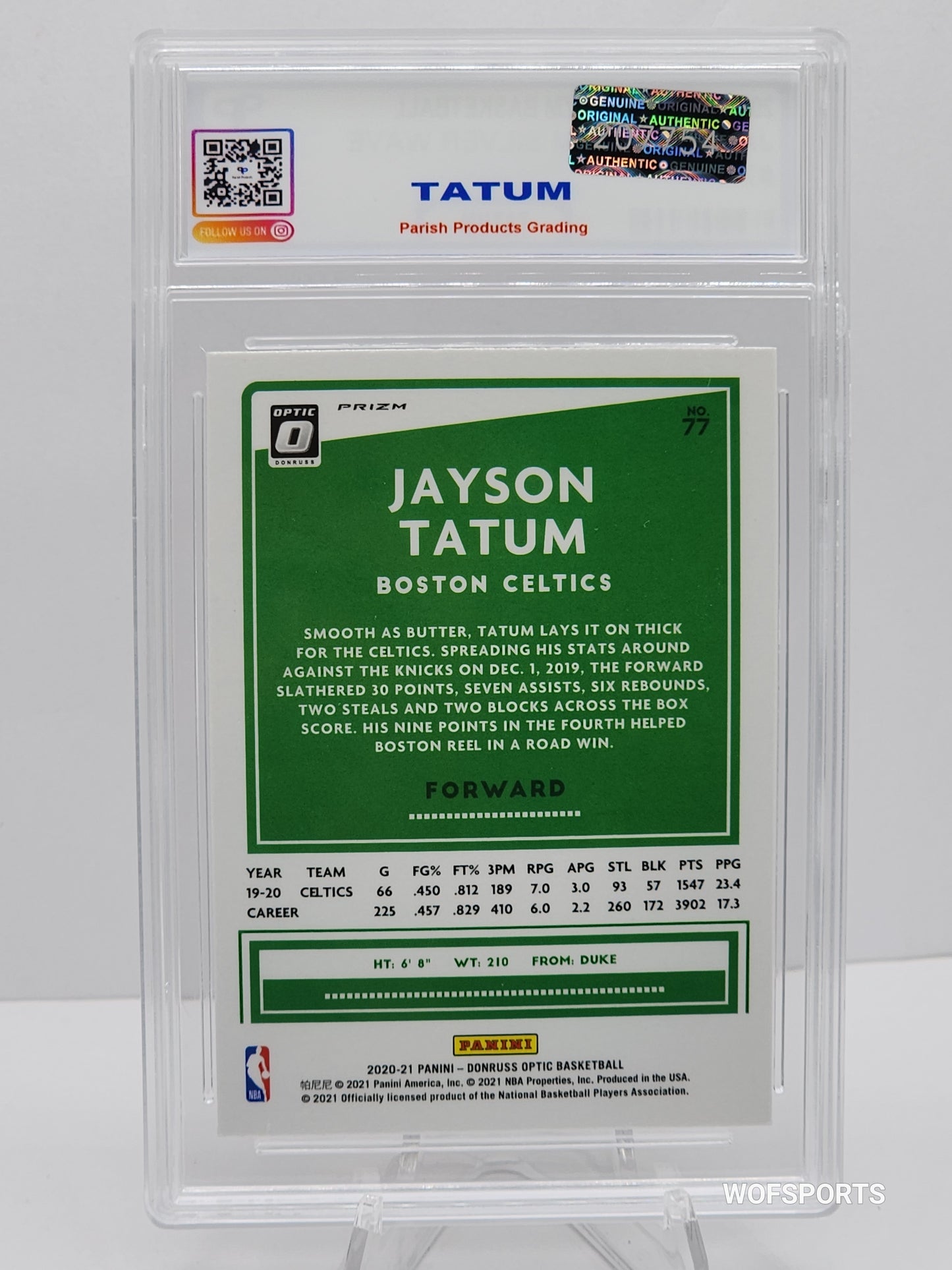 2021-22 Panini Donruss Optic Jayson Tatum Silver Wave #77 Parish 10 Gem Mint