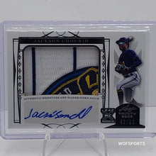 تحميل الصورة إلى عارض المعرض، 2022 Leaf Trinity Memorabilia Auto Relic 43/99 Jackson Chourio #PA-JC1 Milwaukee Brewers