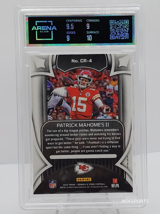 2022 Panini Rookie and Stars Crusade Red Plaid Patrick Mahomes II #CR-4 Chiefs Arena Club 9.5