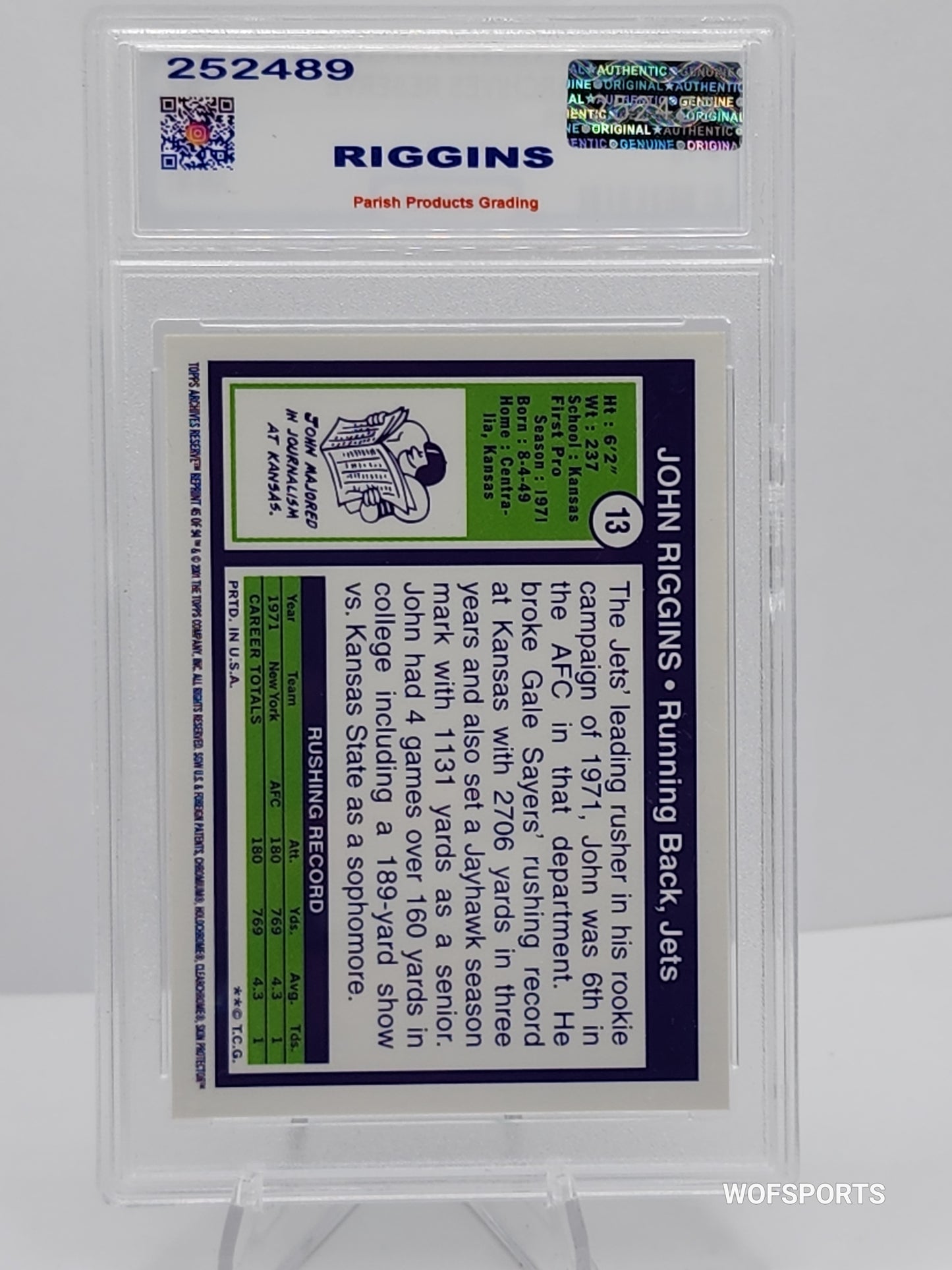 2001 Topps Archives Reserve Refactor John Riggins Rookie #13 New York Jets RC Parish 8