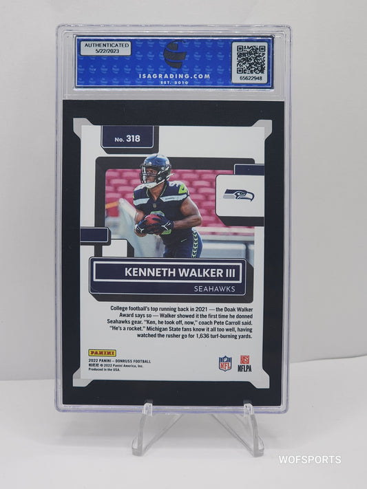 2022 Panini Donruss Gold Press Proof Kenneth Walker III #318 Seattle Seahawks ISA 9 Mint