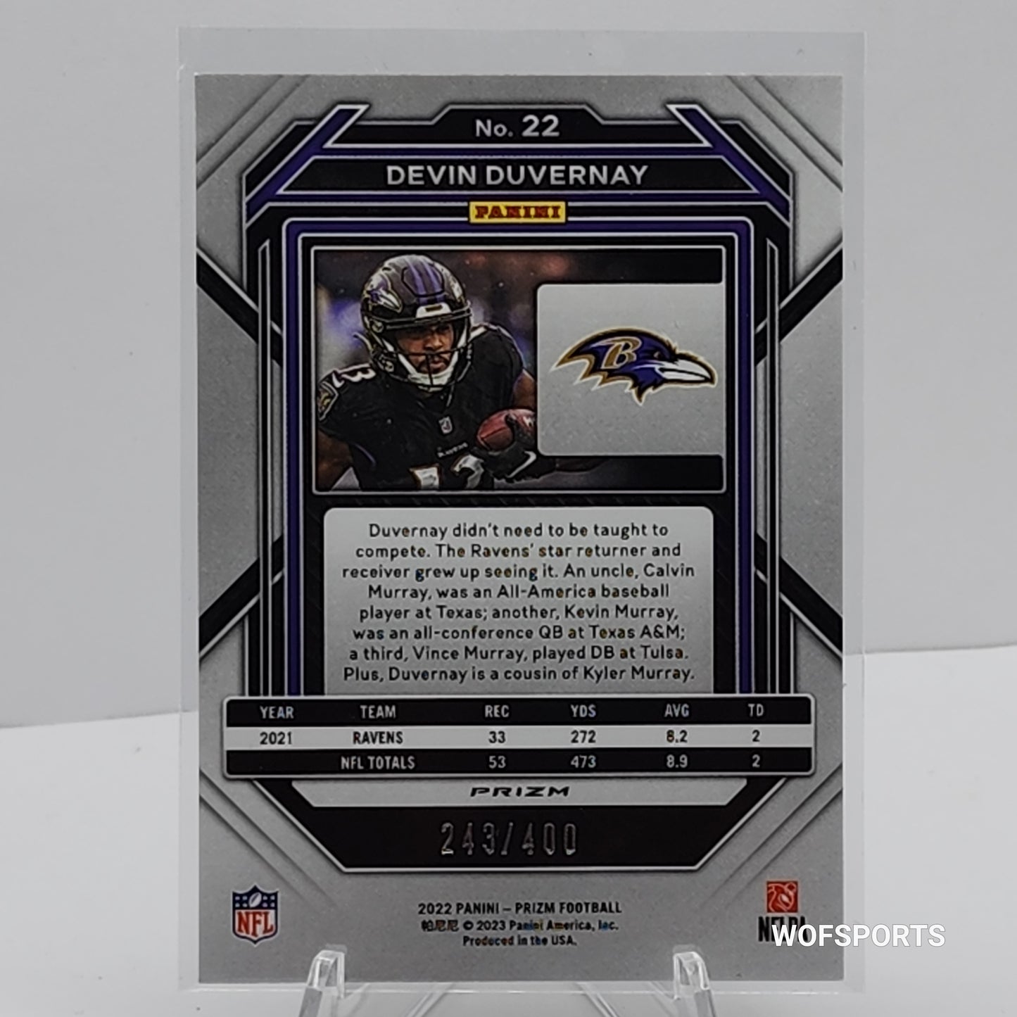 2022 Panini Pandora Prizm DEVIN DUVERNAY #22 Premium /400